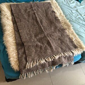 Handknit Handloomed 100% Wool Blanket Scarf
